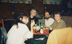 Sorin Voinea, Virgil Popescu, Petre Cotarcea şi Doru Căplescu în 2002 (arhivă Virgil Popescu)